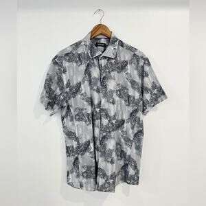 Spazio Mens Short Sleeve Cotton Button Down Size Large